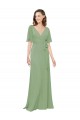 Seagrass A-Line V-Neck Long Bridesmaid Dress York