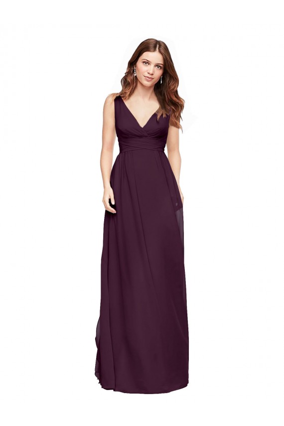 Grape A-Line V-Neck Long Evening Gowns / Bridesmaid Dresses York