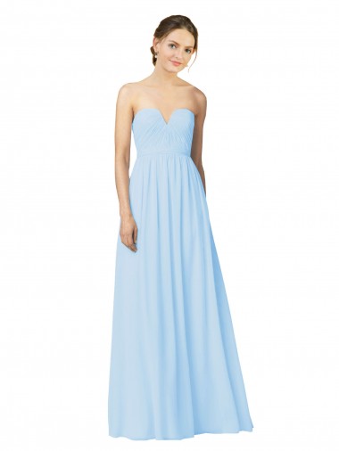 Light Sky Blue A-Line Strapless Long Formal Dress / Bridesmaid Dress York