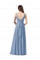 Dusty Blue A-Line V-Neck Long Wedding Party Dress York