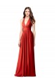 Open Back Red A-Line V-Neck Long Bridesmaid Dress / Formal Dress York