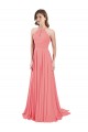 Open Back Watermelon A-Line Halter Neck Long Bridesmaid Dress / Evening Dress York