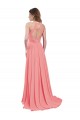 Open Back Watermelon A-Line Halter Neck Long Bridesmaid Dress / Evening Dress York