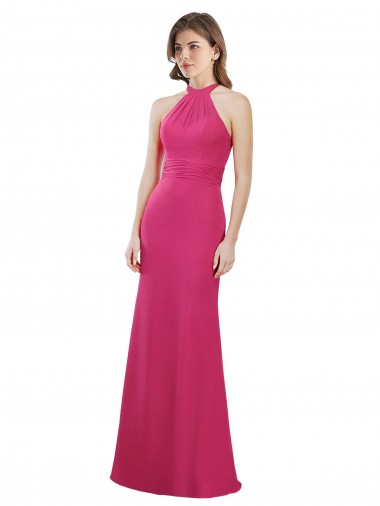 Open Back Ruby A-Line High Neck Long Bridesmaid Dress York