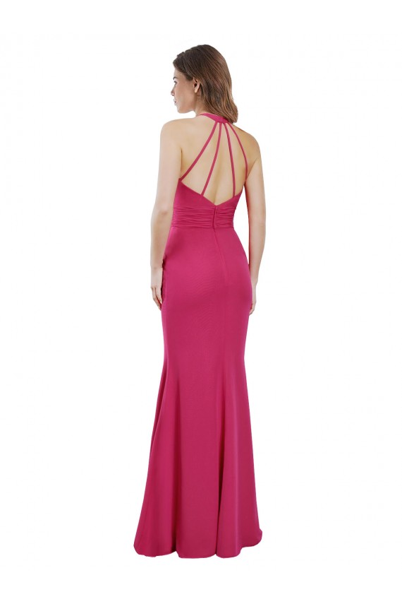 Open Back Ruby A-Line High Neck Long Bridesmaid Dress York