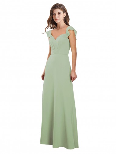 Low Back Smoke Green A-Line Sweetheart Long Bridesmaid Dress / Formal Dress York