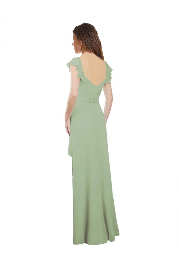 Low Back Smoke Green A-Line Sweetheart Long Bridesmaid Dress / Formal Dress York