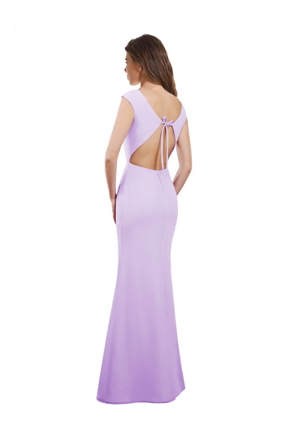 Open Back Lilac Column Round Neck Long Bridesmaid Dress York