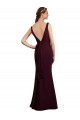 V-Back Burgundy Gold Mermaid V-Neck Long Bridesmaid Dress York