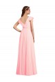 V-Back Pink A-Line V-Neck Long Bridesmaid Dress / Evening Gowns York