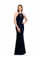 Open Back Dark Navy Mermaid Halter Neck Long Bridesmaid Dress York