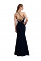 Open Back Dark Navy Mermaid Halter Neck Long Bridesmaid Dress York