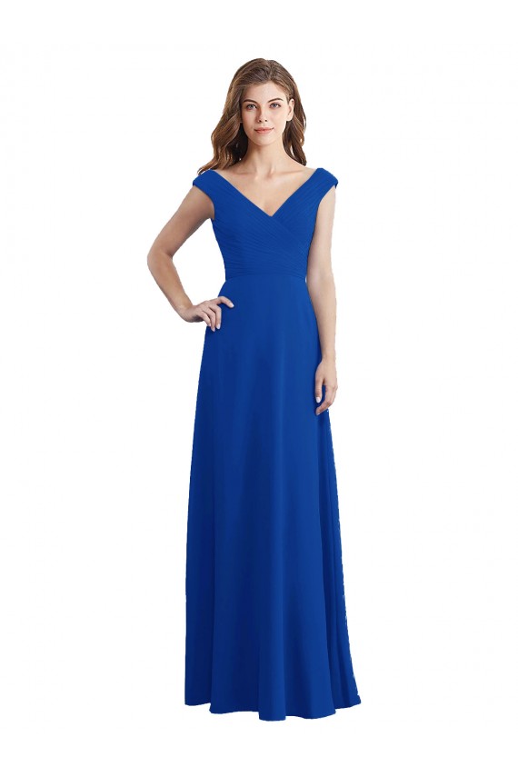 Royal Blue A-Line V-Neck Long Bridesmaid Dress / Evening Dress York