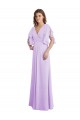 V-Back Lilac A-Line V-Neck Split Sleeves Long Bridesmaid Dress York
