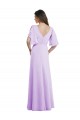 V-Back Lilac A-Line V-Neck Split Sleeves Long Bridesmaid Dress York