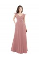V-Back Dusty Pink A-Line V-Neck Long Bridesmaid Dress York