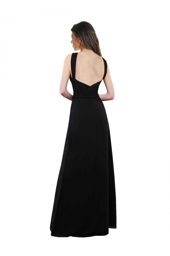 Open Back Black A-Line Halter Neck Long Bridesmaid Dress York