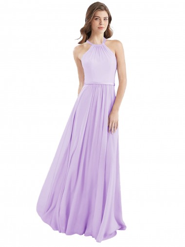Lilac A-Line Halter Neck Long Bridesmaid Dress / Evening Dress York