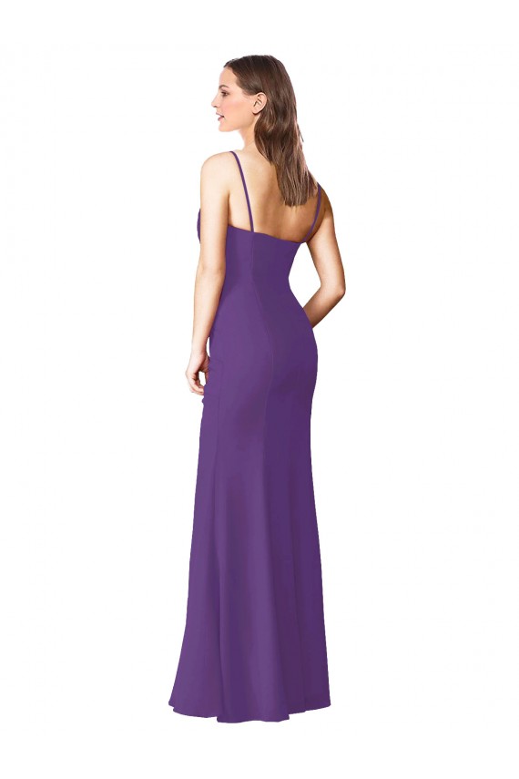 Low Back Plum Purple A-Line Strapless Long Bridesmaid Dress York