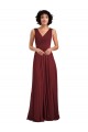 V-Back Burgundy A-Line V-Neck Long Bridesmaid Dress York