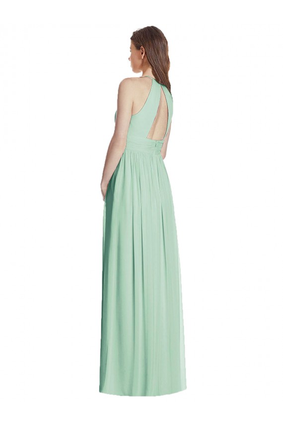 Open Back Mint Green A-Line Halter Neck Long Semi Formal Evening Dress / Bridesmaid Dress York