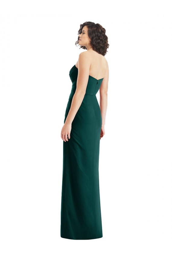 Low Back Ever Green A-Line Strapless Long Bridesmaid Dress York