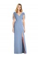 V-Back Dusty Blue Mermaid V-Neck Long Bridesmaid Dress York