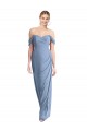 Low Back Dusty Blue Mermaid Off the Shoulder Long Semi Formal Evening Dress / Bridesmaid Dress York