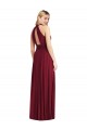 Open Back Burgundy A-Line High Neck Long Semi Formal Evening Dress / Bridesmaid Dress York