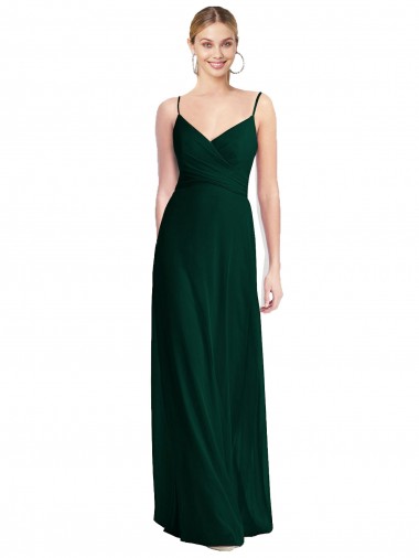 Low Back Ever Green A-Line V-Neck Long Bridesmaid Dress York