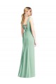 Tie Back Mint Green Trumpet V-Neck Long Bridesmaid Dress York
