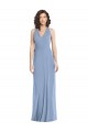 Open Back Dusty Blue Trumpet V-Neck Long Formal Evening Gown / Bridesmaid Dress York