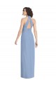 Open Back Dusty Blue Trumpet V-Neck Long Formal Evening Gown / Bridesmaid Dress York