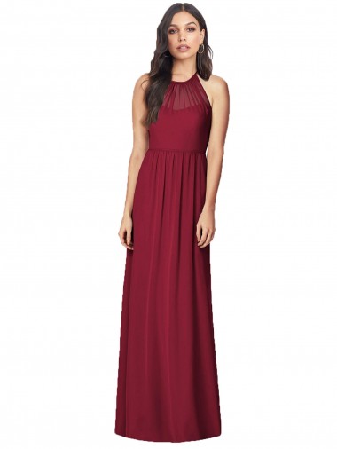 Burgundy Trumpet Halter Neck Long Bridesmaid Dress York