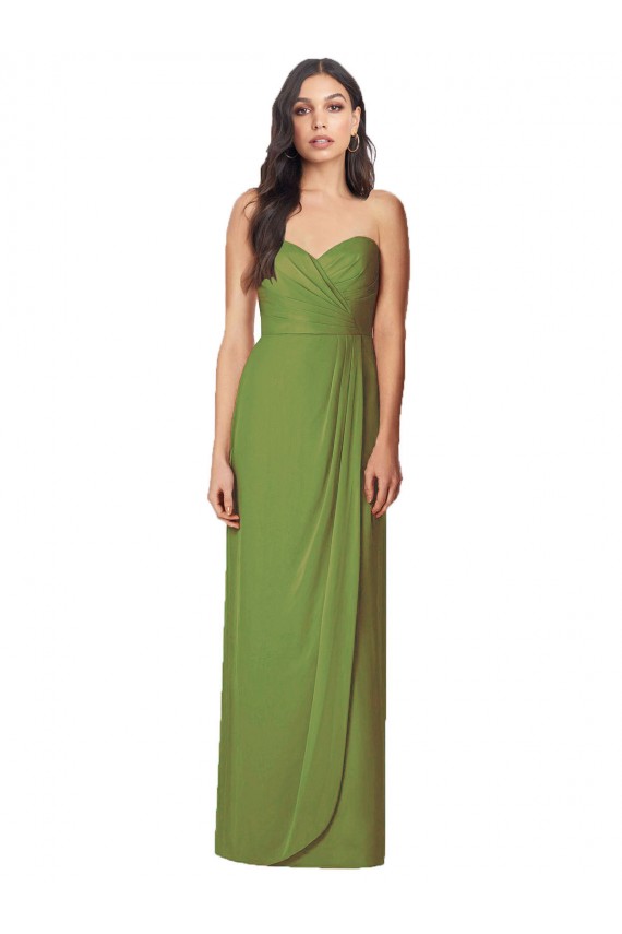 Olive Green Trumpet Strapless Long Bridesmaid Dress York