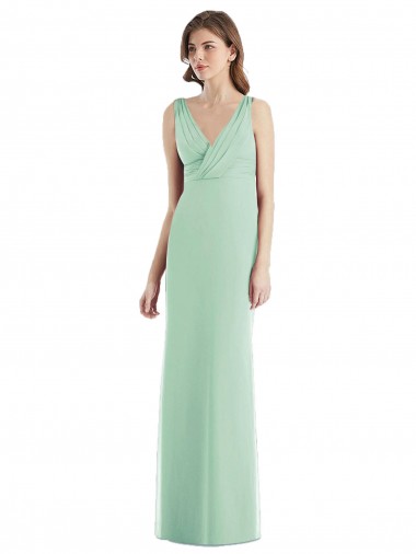 Open Back Mint Green Trumpet V-Neck Long Bridesmaid Dress / Evening Dress York