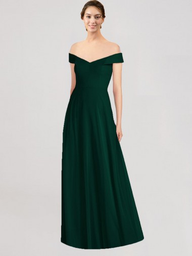 Ever Green A-Line V-Neck Long Formal Dress / Bridesmaid Dress York