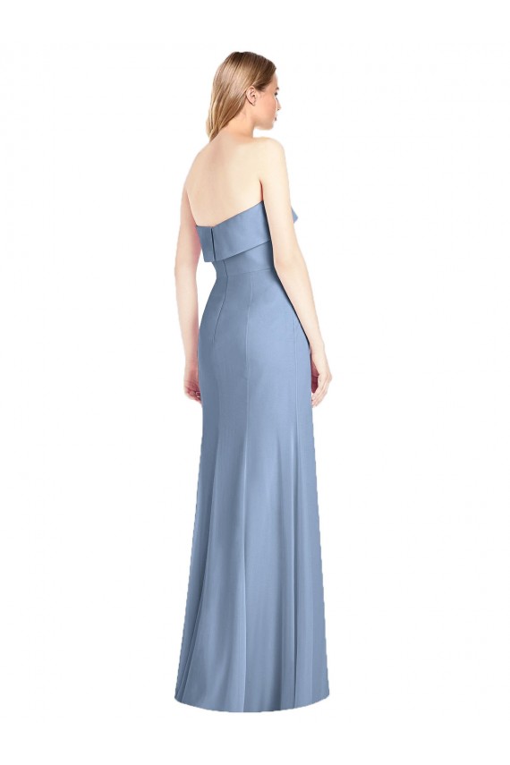 Dusty Blue Trumpet Strapless Long Bridesmaid Dress York