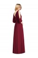 V-Back Burgundy Trumpet V-Neck Long Formal Dress / Bridesmaid Dress York