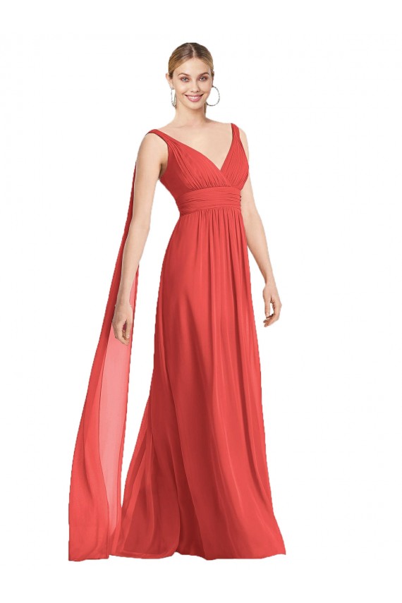 Low Back Firecracker A-Line V-Neck Long Bridesmaid Dress York
