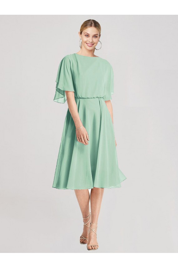 Tie Back Mint Green A-Line Knee Length Bridesmaid Dress York