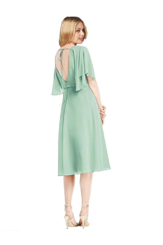 Tie Back Mint Green A-Line Knee Length Bridesmaid Dress York