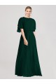 Tie Back Ever Green A-Line Round Neck Long Bridesmaid Dress York