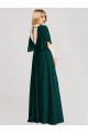 Tie Back Ever Green A-Line Round Neck Long Bridesmaid Dress York