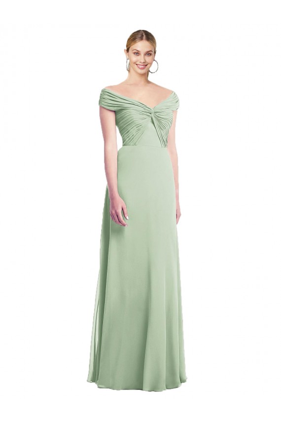 Sage Trumpet Off the Shoulder Long Bridesmaid Dress York