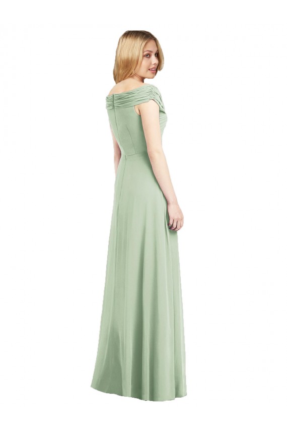 Sage Trumpet Off the Shoulder Long Bridesmaid Dress York