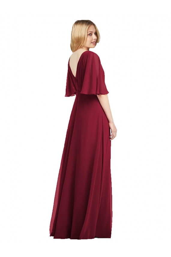 Smoke Green Trumpet V-Neck Long Bridesmaid Dress York
