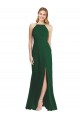 Dark Green A-Line High Neck Long Semi Formal Evening Dress / Bridesmaid Dress York