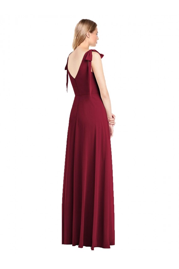 V-Back Coral Trumpet V-Neck Long Bridesmaid Dress York