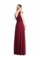 V-Back Coral Trumpet V-Neck Long Bridesmaid Dress York